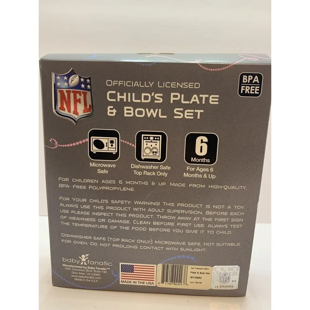 NFL San Francisco 49ers Child's Plate And Bowl Set NFL kids‎ Officially Licensed